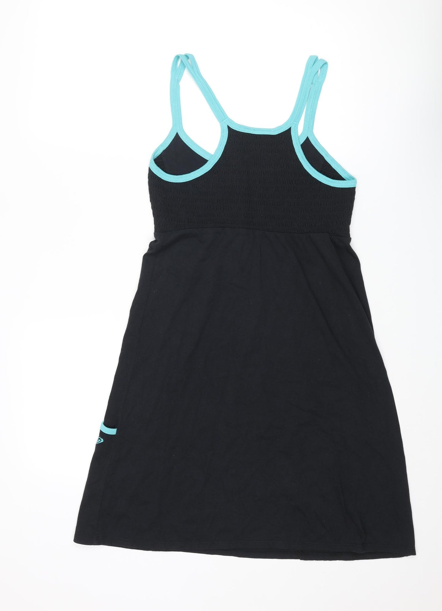 ROXY Womens Black Cotton Slip Dress Size S Scoop Neck Pullover - Contrasting Trim