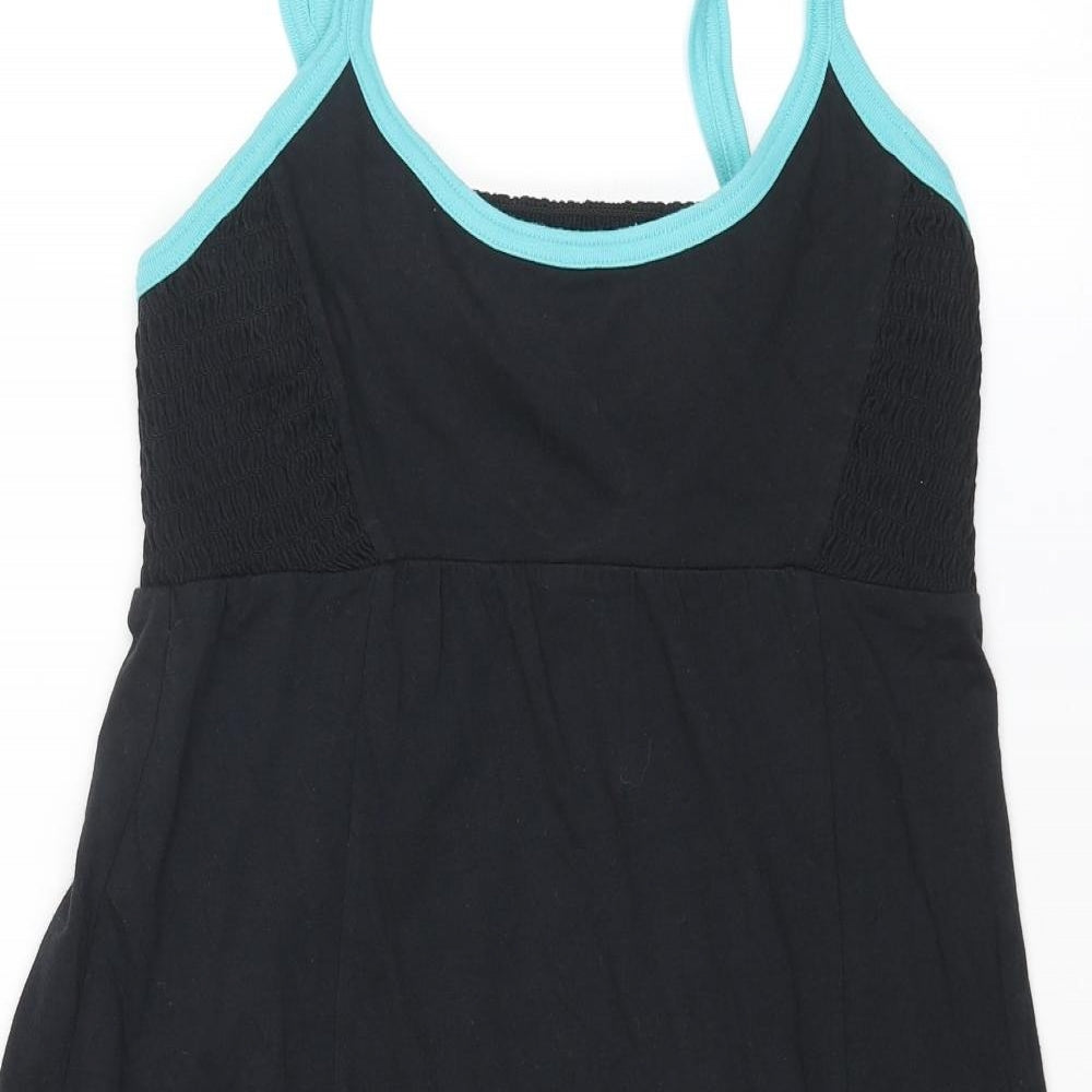 ROXY Womens Black Cotton Slip Dress Size S Scoop Neck Pullover - Contrasting Trim