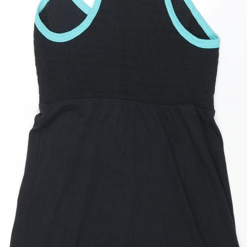 ROXY Womens Black Cotton Slip Dress Size S Scoop Neck Pullover - Contrasting Trim