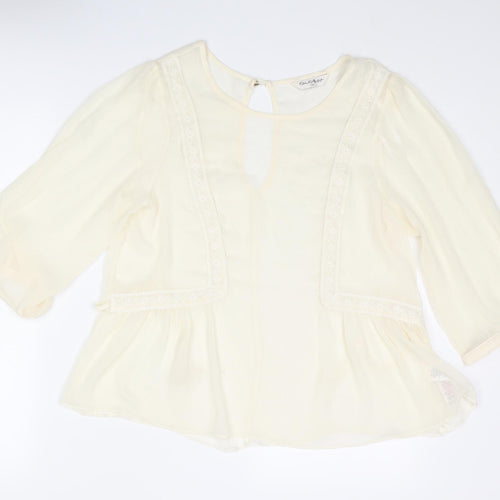 Miss Selfridge Womens Ivory Polyester Basic Blouse Size 12 Round Neck