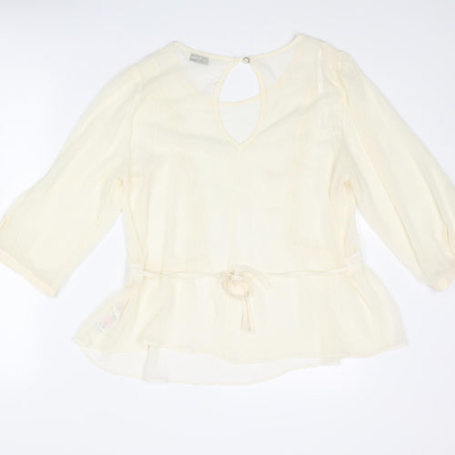 Miss Selfridge Womens Ivory Polyester Basic Blouse Size 12 Round Neck