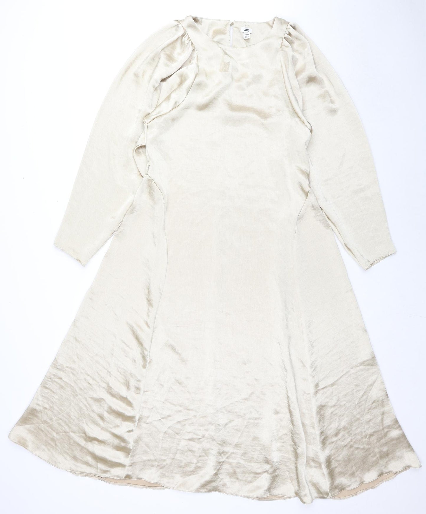 River Island Womens Gold Polyester A-Line Size 12 Round Neck Zip