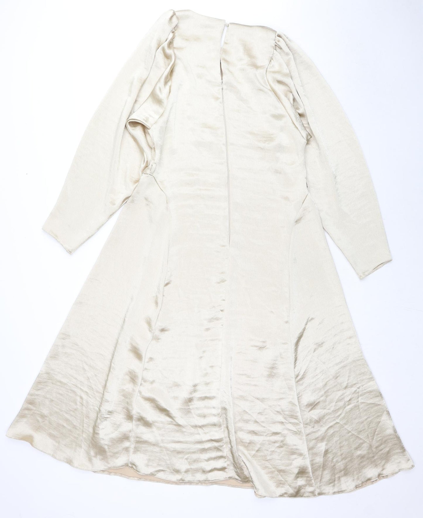 River Island Womens Gold Polyester A-Line Size 12 Round Neck Zip