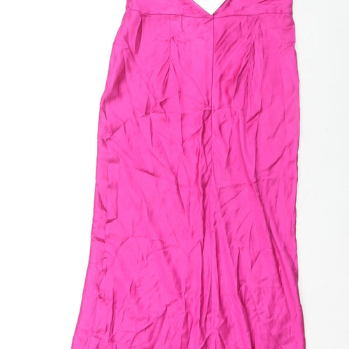 Zara Womens Pink Polyester A-Line Size S Cowl Neck Button
