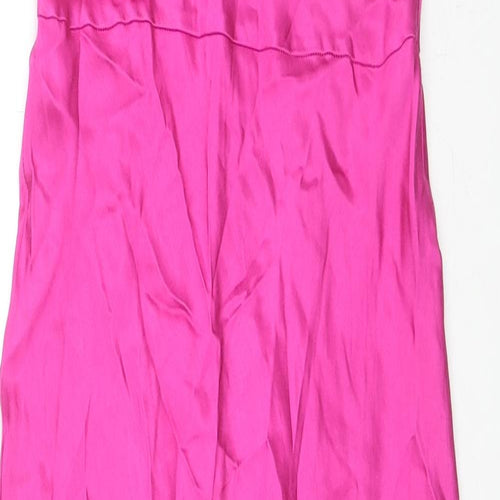 Zara Womens Pink Polyester A-Line Size S Cowl Neck Button
