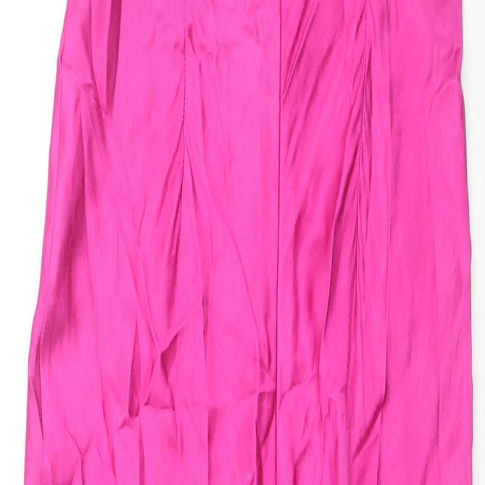 Zara Womens Pink Polyester A-Line Size S Cowl Neck Button