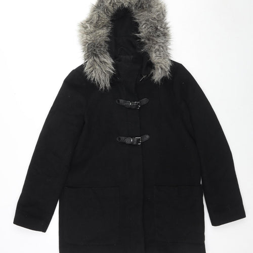 Mango Womens Black Overcoat Coat Size S Zip