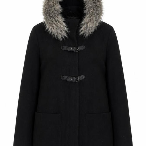 Mango Womens Black Overcoat Coat Size S Zip