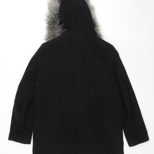 Mango Womens Black Overcoat Coat Size S Zip