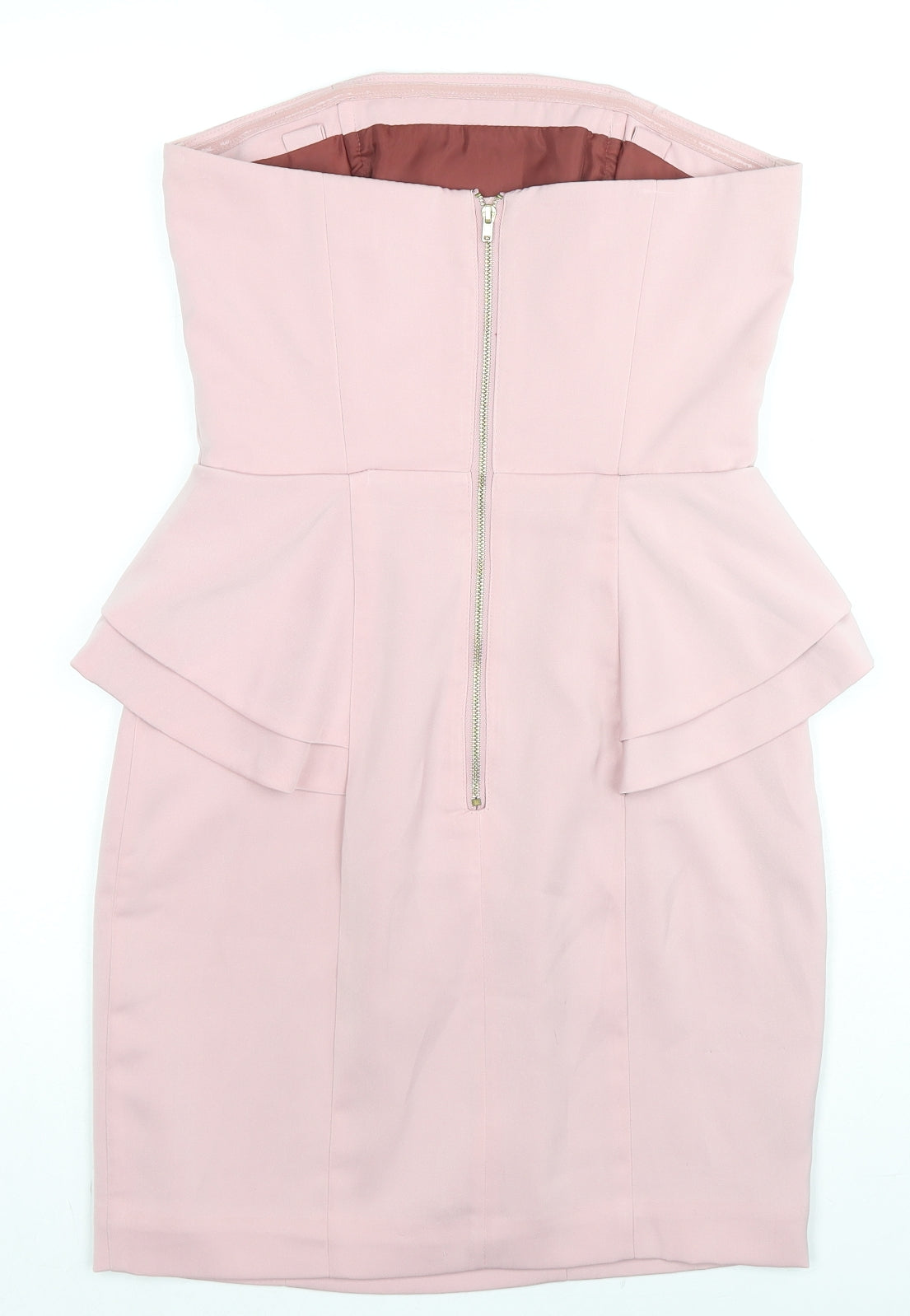 H&M Womens Pink Polyester A-Line Size 8 Off the Shoulder Zip