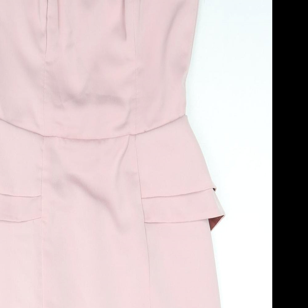 H&M Womens Pink Polyester A-Line Size 8 Off the Shoulder Zip