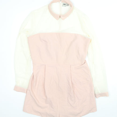ASOS Womens Beige Polyester Playsuit One-Piece Size 12 L3 in Zip