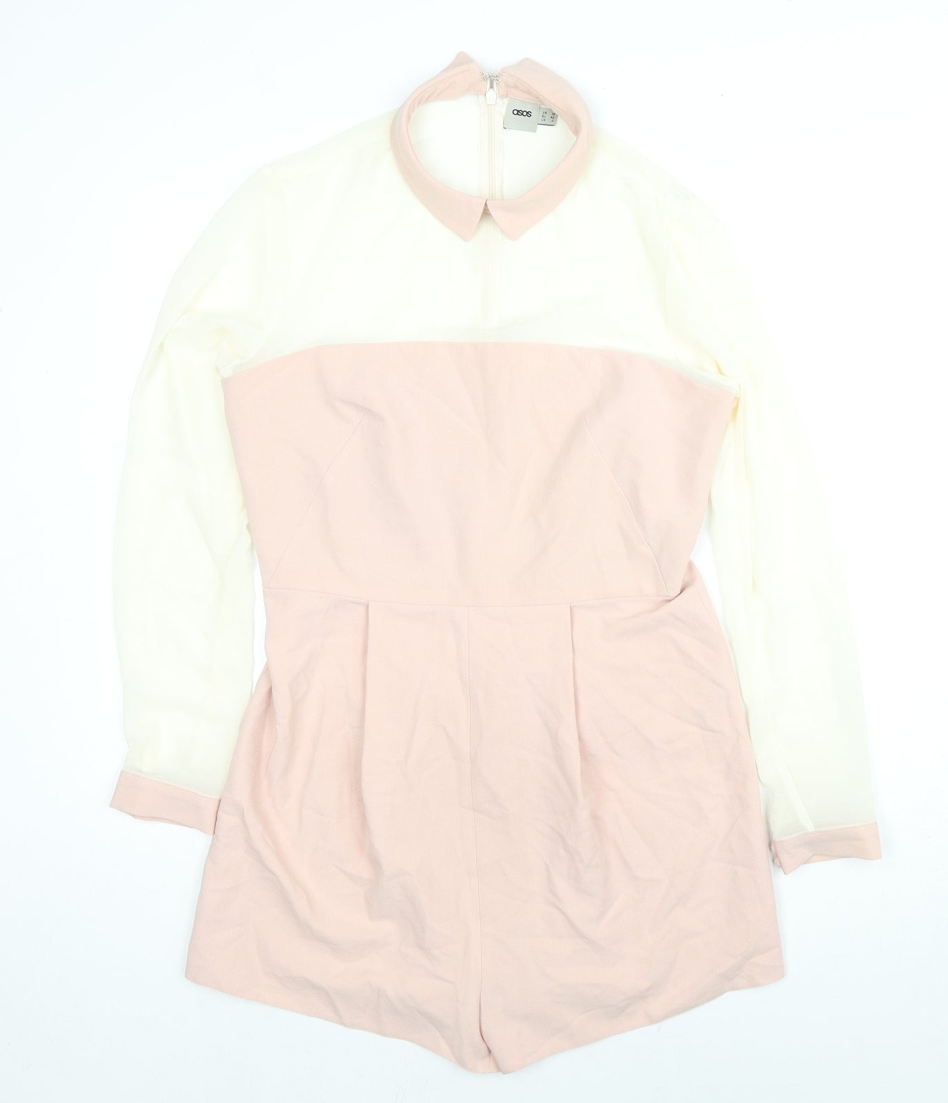 ASOS Womens Beige Polyester Playsuit One-Piece Size 12 L3 in Zip