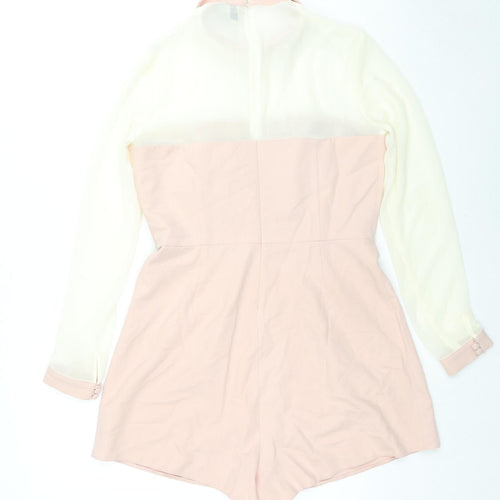ASOS Womens Beige Polyester Playsuit One-Piece Size 12 L3 in Zip