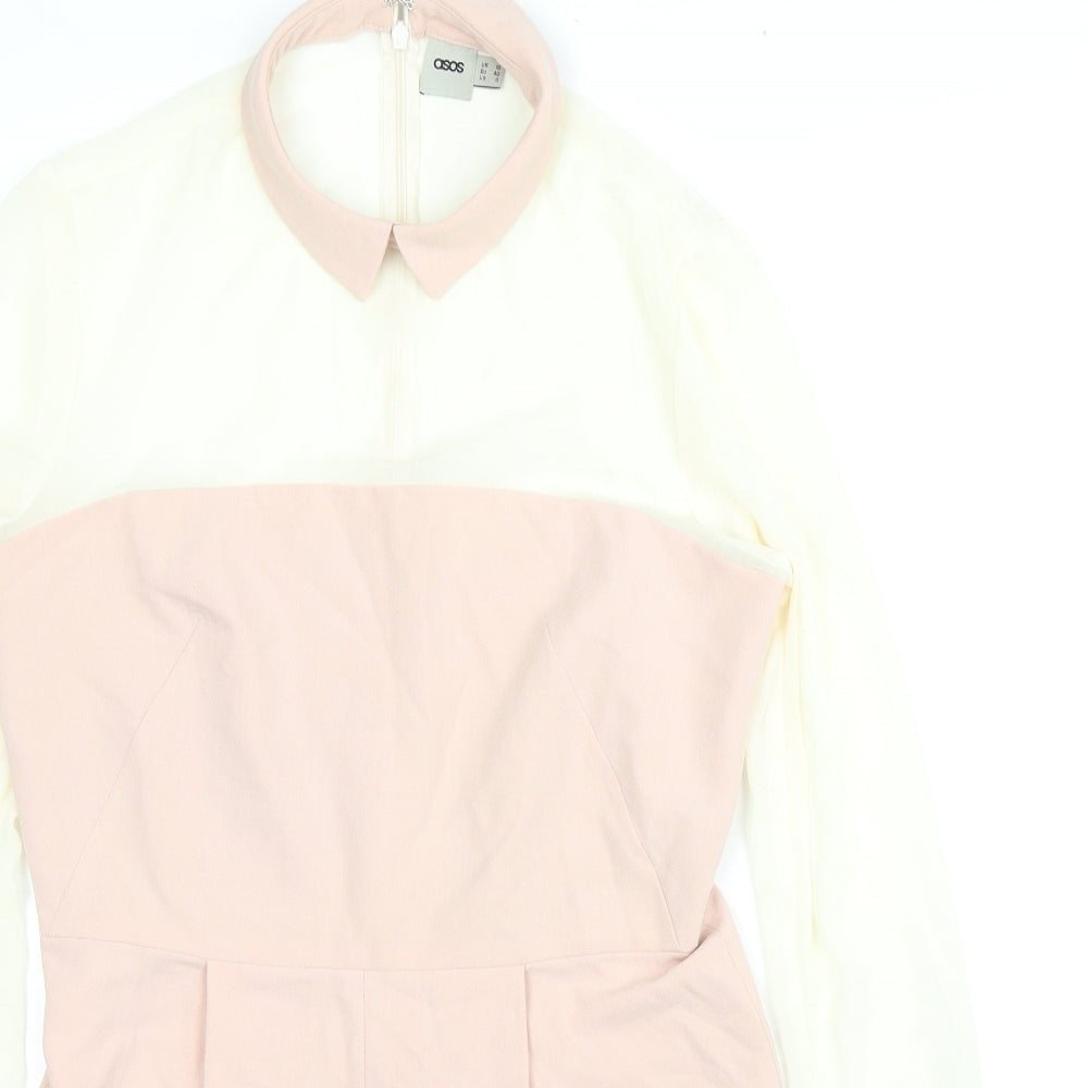 ASOS Womens Beige Polyester Playsuit One-Piece Size 12 L3 in Zip