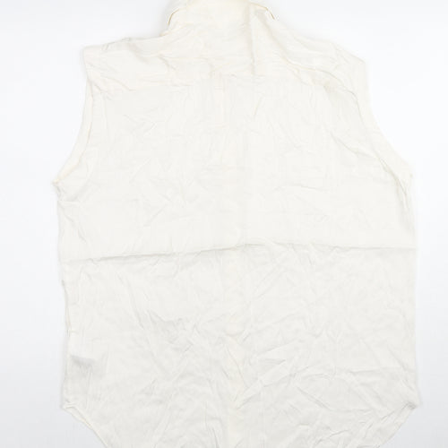 H&M Womens White Viscose Basic Button-Up Size M Collared