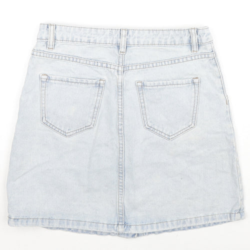 New Look Womens Blue Cotton A-Line Skirt Size 8 Zip