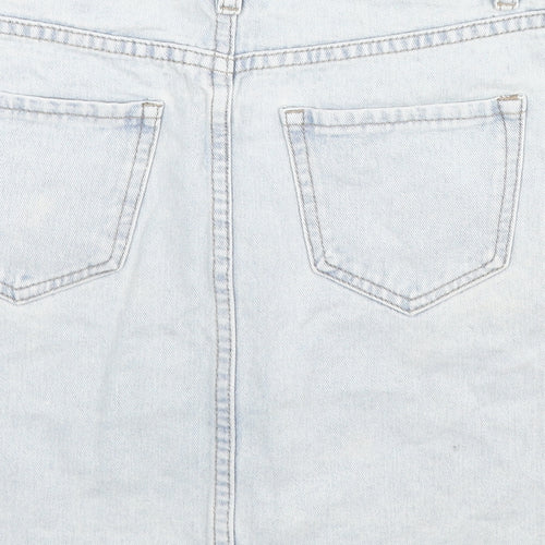 New Look Womens Blue Cotton A-Line Skirt Size 8 Zip