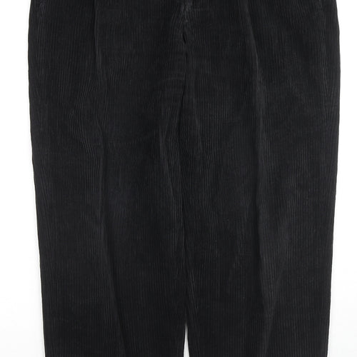 Sangan Mens Black Cotton Trousers Size 34 in L27 in Regular Zip