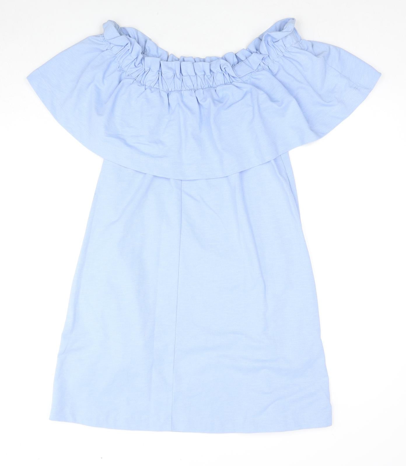 H&M Womens Blue Cotton A-Line Size M Boat Neck Pullover