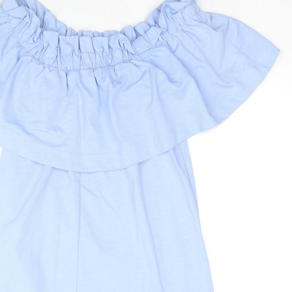 H&M Womens Blue Cotton A-Line Size M Boat Neck Pullover