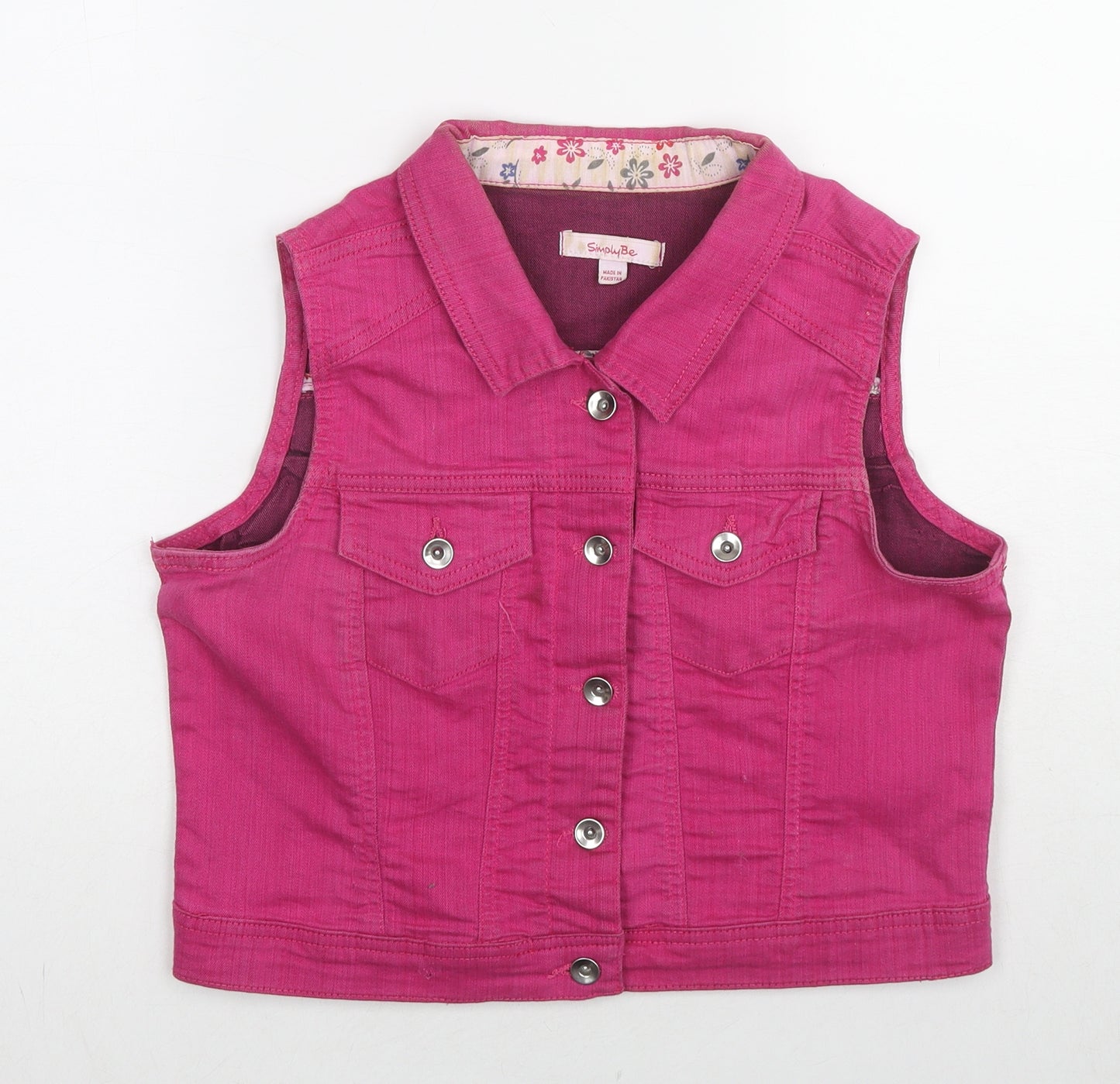 Simply Be Womens Pink Gilet Jacket Size 14 Button