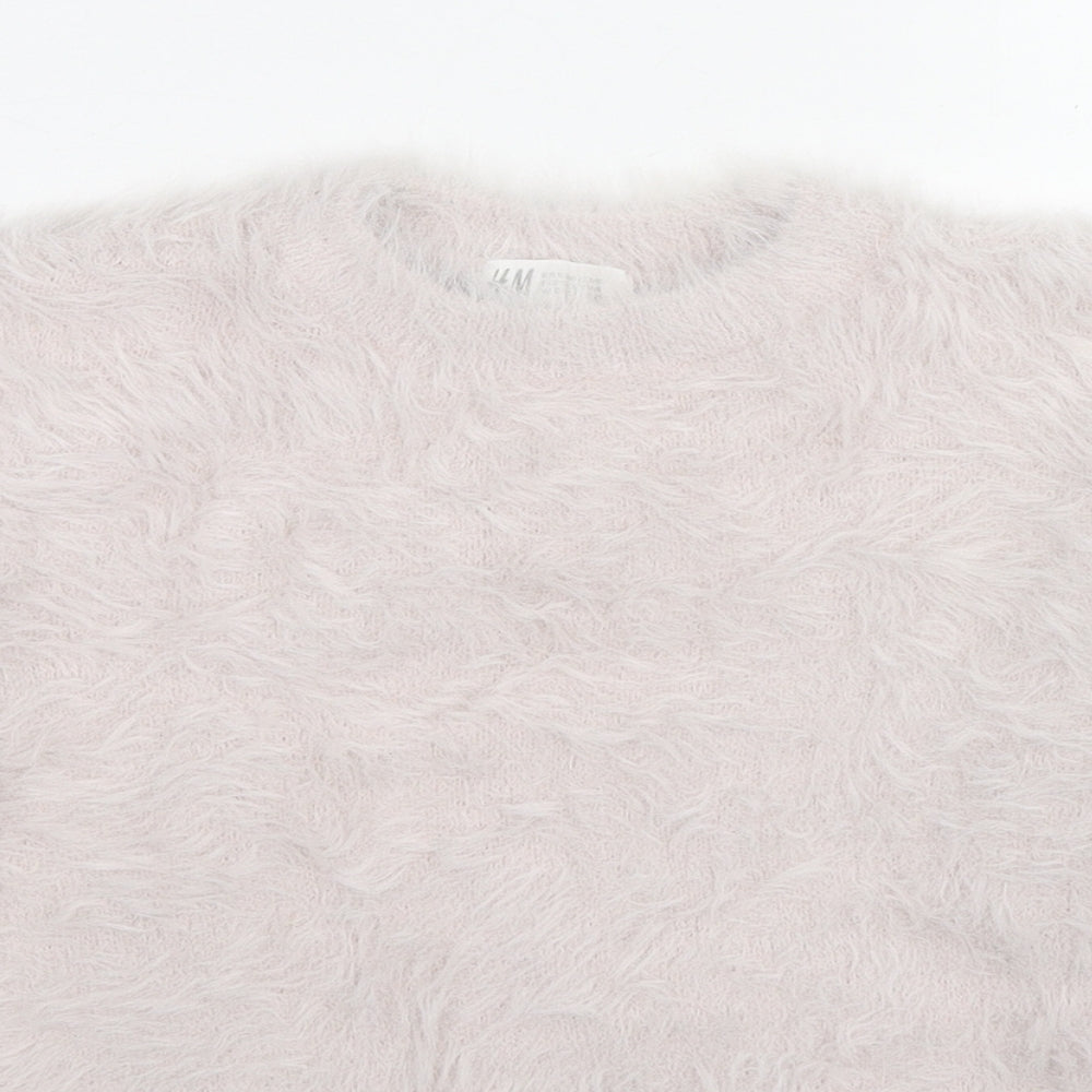 H&M Girls Pink Round Neck Polyimide Pullover Jumper Size 9-10 Years Pullover