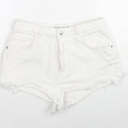 Denim & Co. Womens White Cotton Cut-Off Shorts Size 8 L3 in Regular Zip