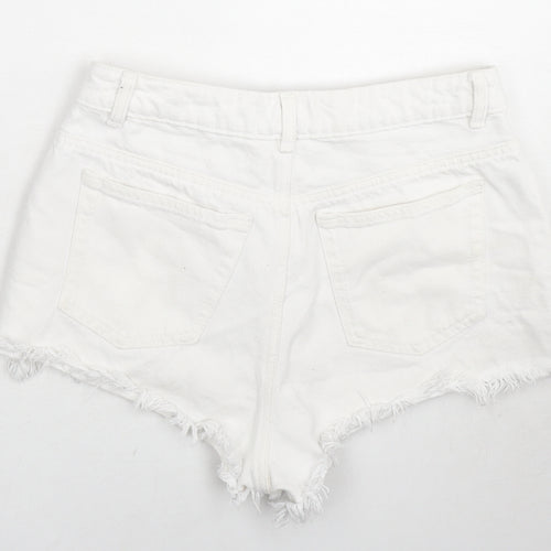 Denim & Co. Womens White Cotton Cut-Off Shorts Size 8 L3 in Regular Zip