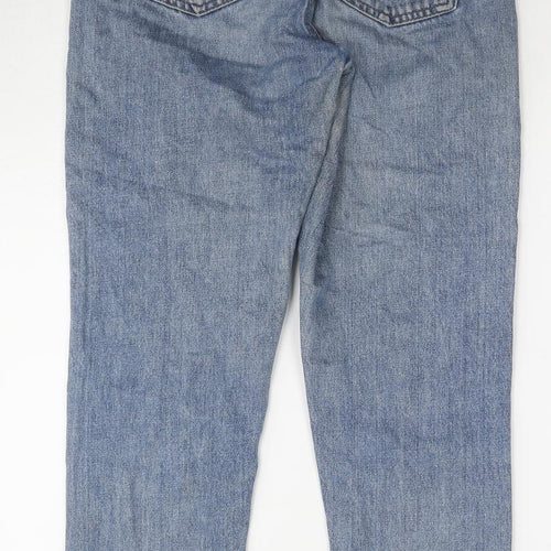 Zara Womens Blue Cotton Mom Jeans Size 8 L27 in Regular Zip