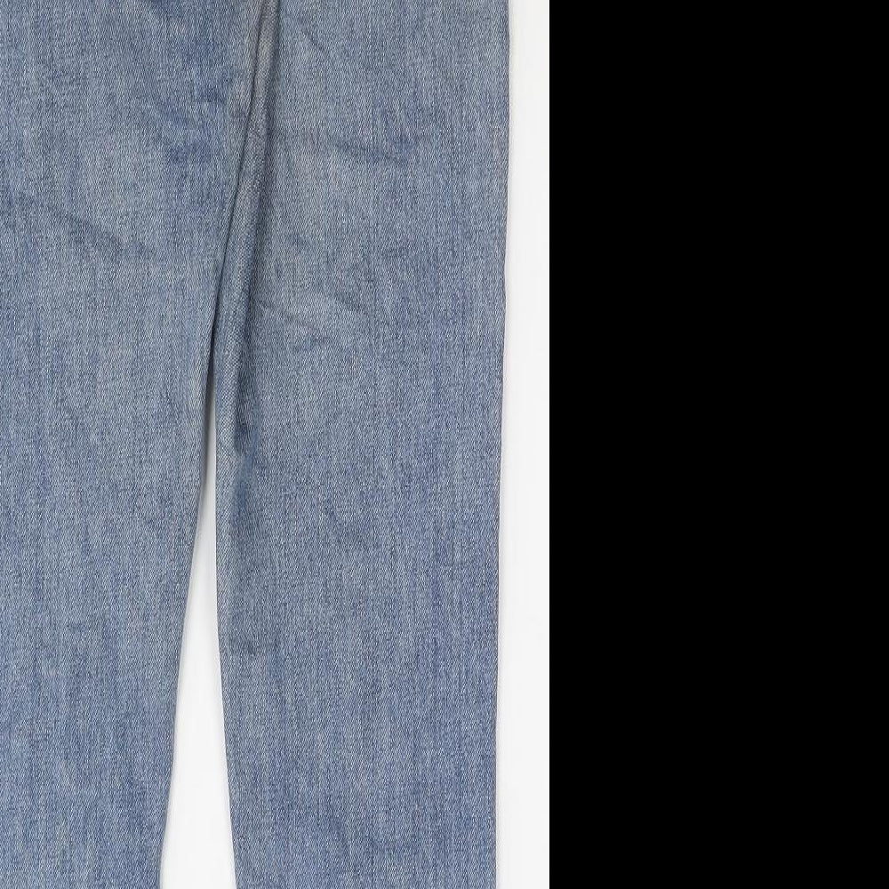 Zara Womens Blue Cotton Mom Jeans Size 8 L27 in Regular Zip