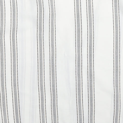 New Look Womens White Striped Polyester Cropped Button-Up Size 10 V-Neck