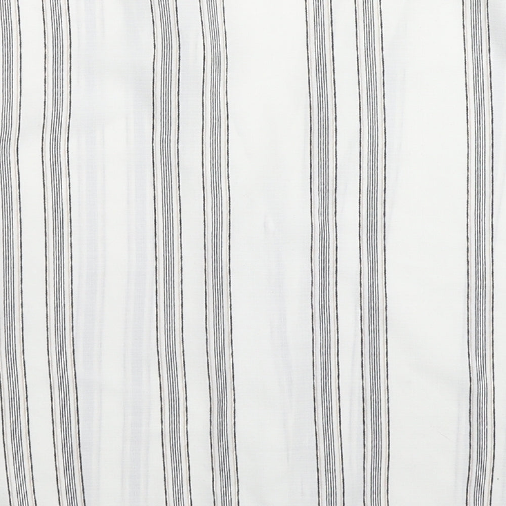 New Look Womens White Striped Polyester Cropped Button-Up Size 10 V-Neck