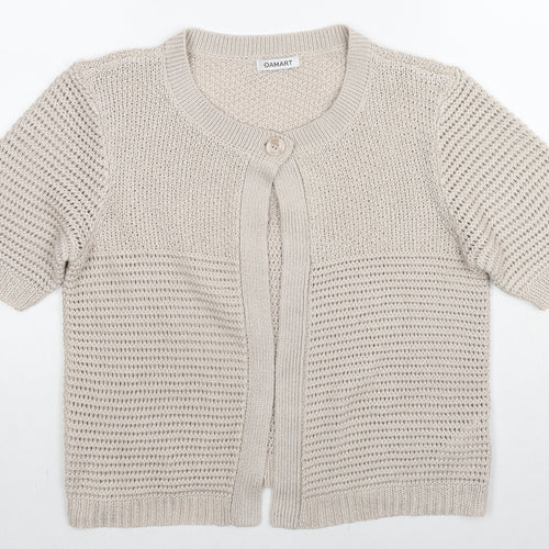 Damart Womens Beige Round Neck Acrylic Cardigan Jumper Size 10