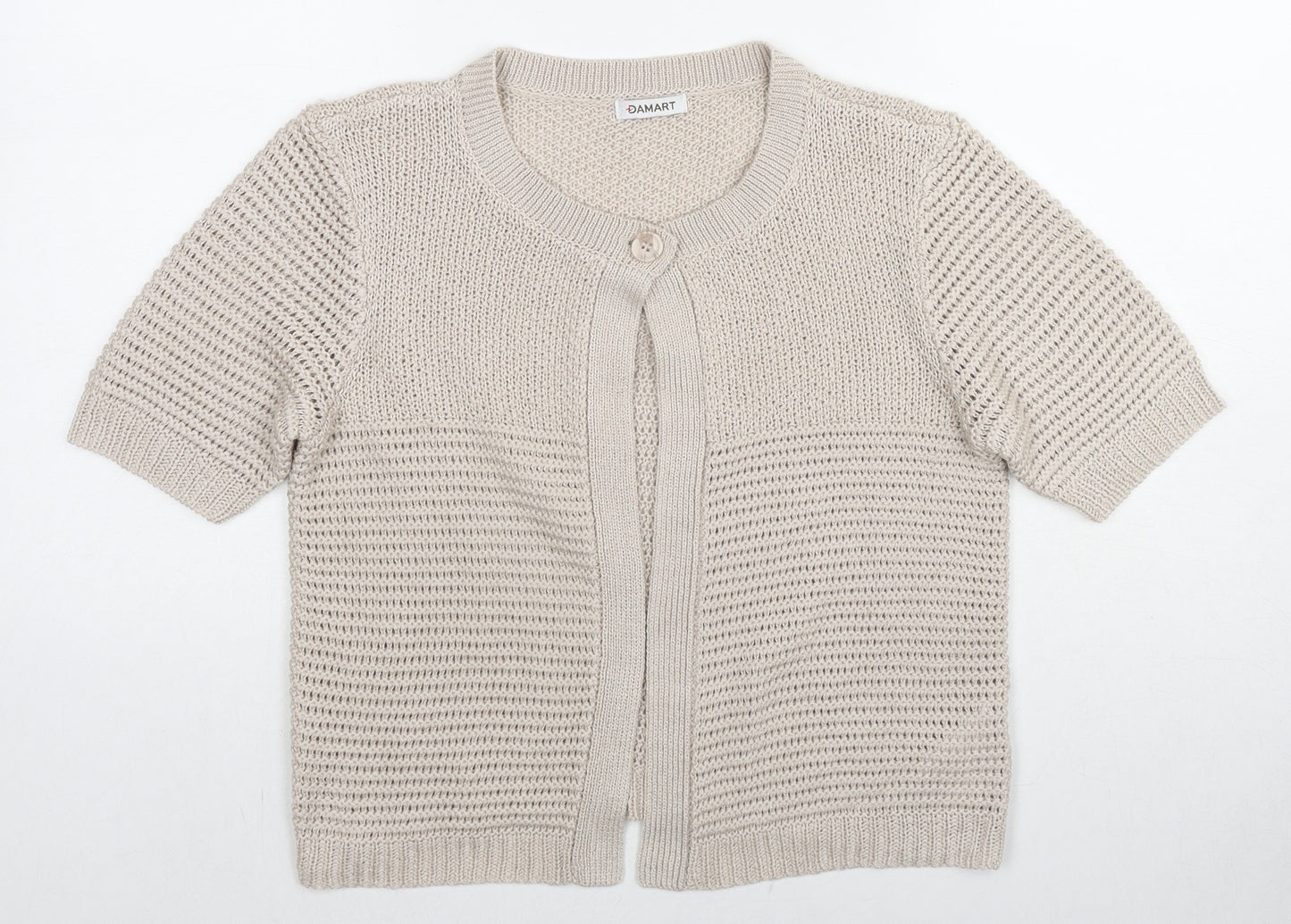 Damart Womens Beige Round Neck Acrylic Cardigan Jumper Size 10