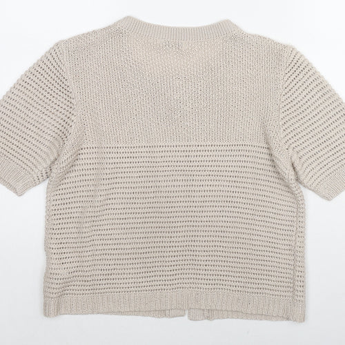 Damart Womens Beige Round Neck Acrylic Cardigan Jumper Size 10