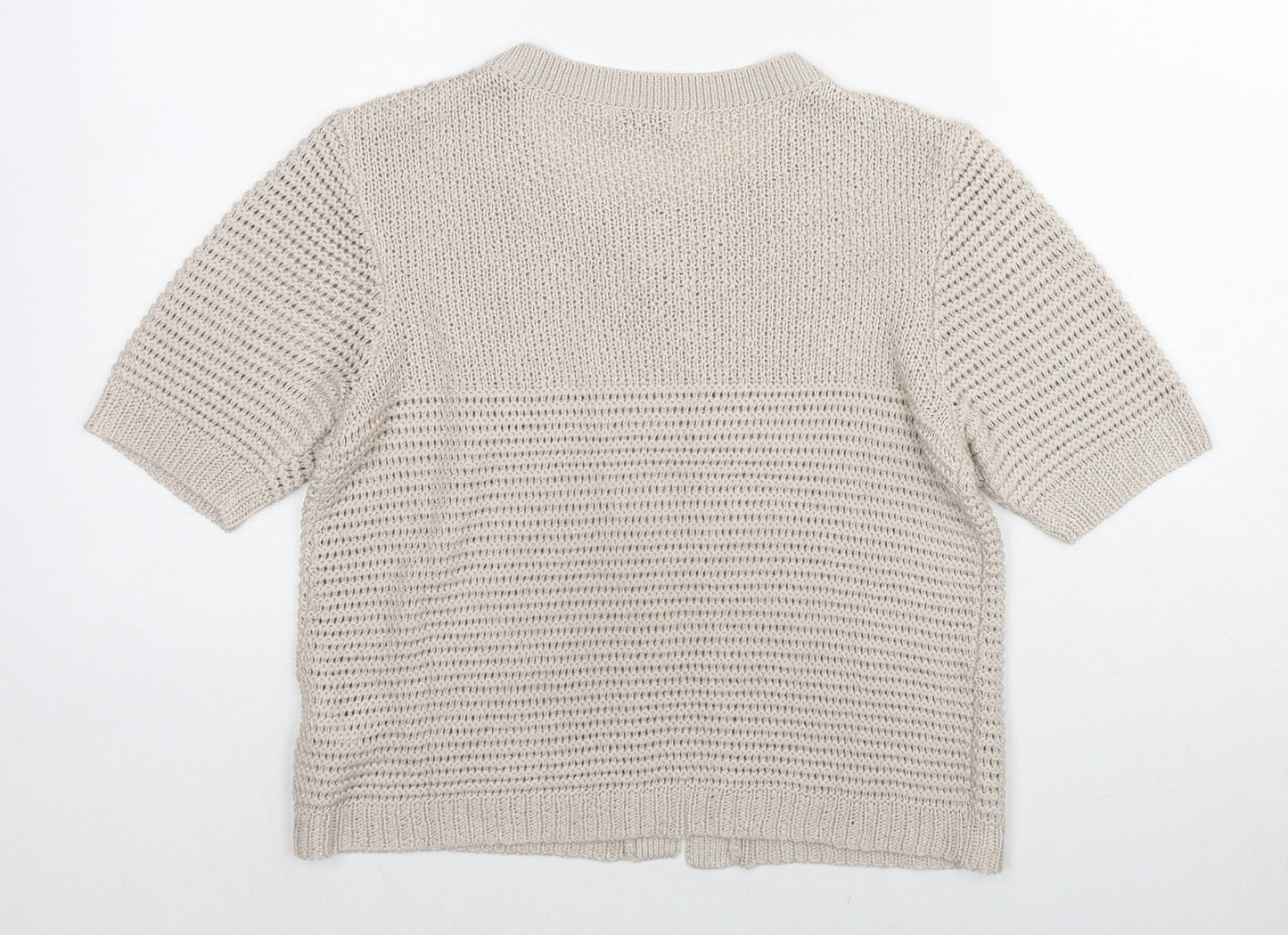 Damart Womens Beige Round Neck Acrylic Cardigan Jumper Size 10