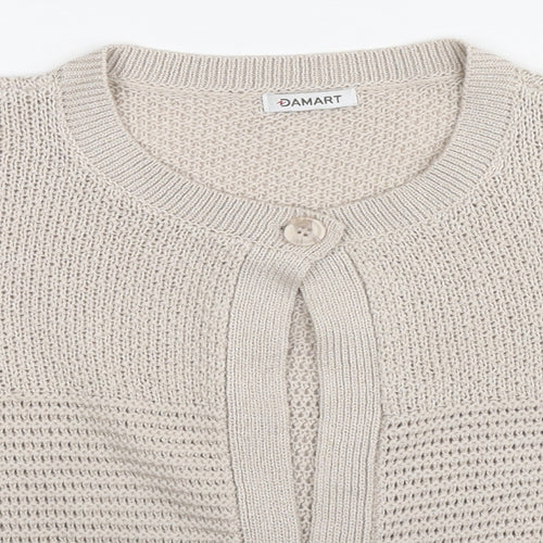 Damart Womens Beige Round Neck Acrylic Cardigan Jumper Size 10