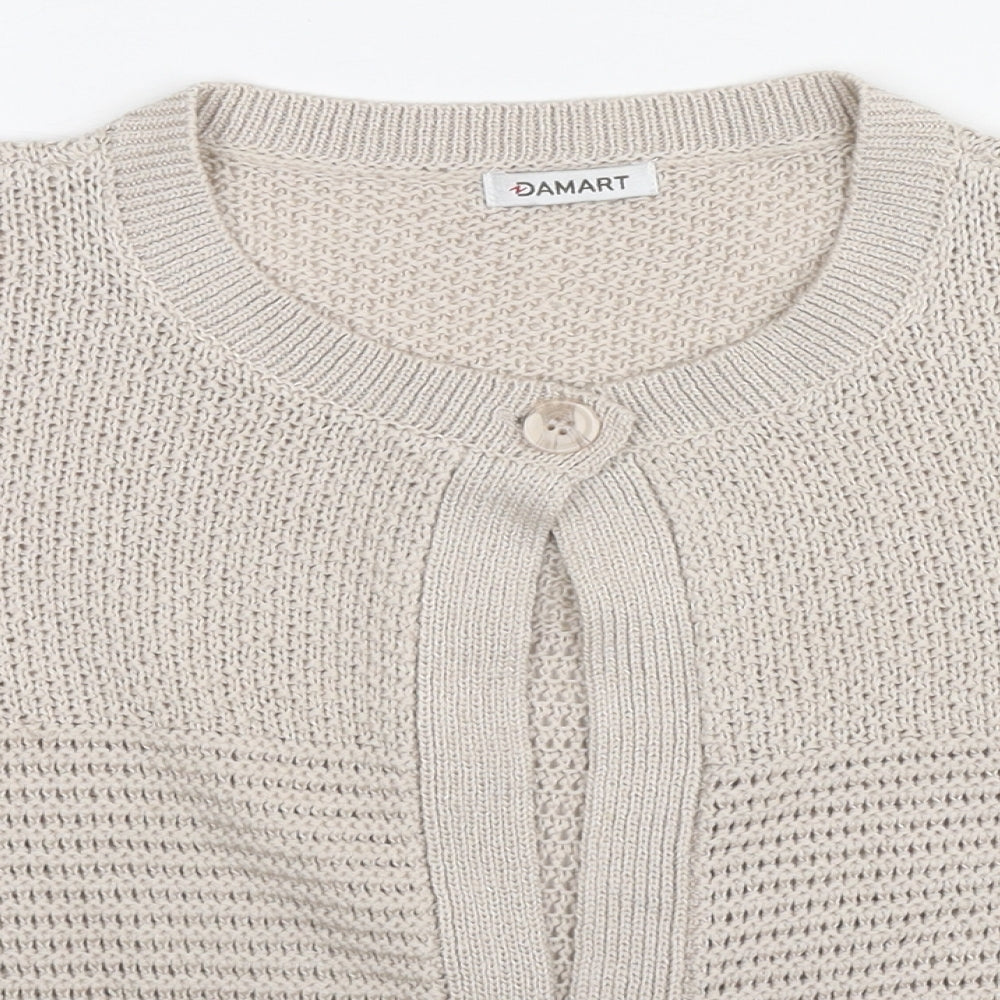 Damart Womens Beige Round Neck Acrylic Cardigan Jumper Size 10