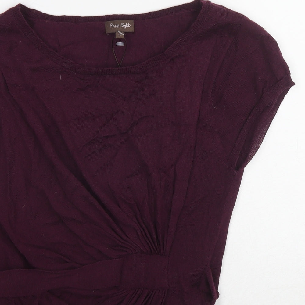Phase Eight Womens Purple Round Neck Acrylic Pullover Jumper Size 12