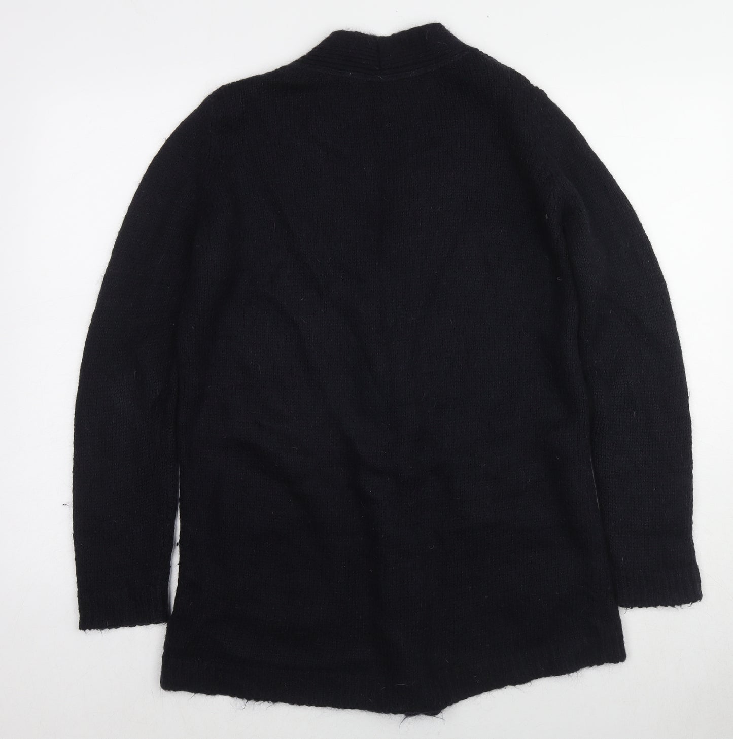 Zara Womens Black V-Neck Acrylic Cardigan Jumper Size M