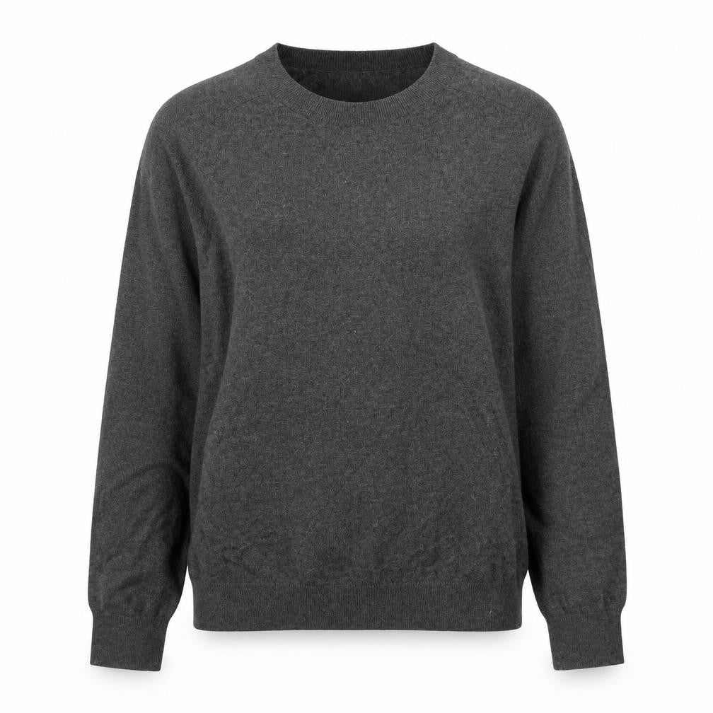 Front view of H&M women’s grey round neck viscose jumper, size S