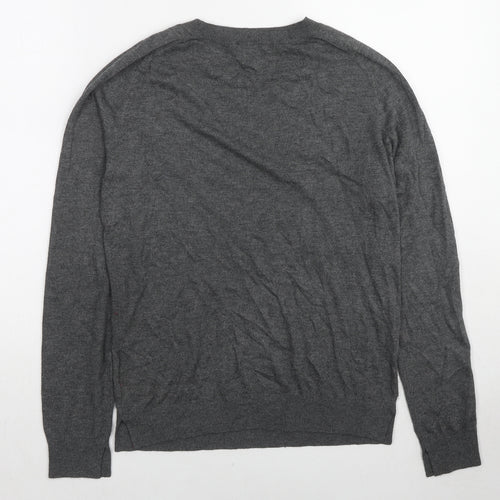 H&M Womens Grey Round Neck Viscose Pullover Jumper Size S