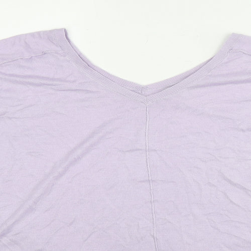 NEXT Womens Purple V-Neck Viscose Pullover Jumper Size XL