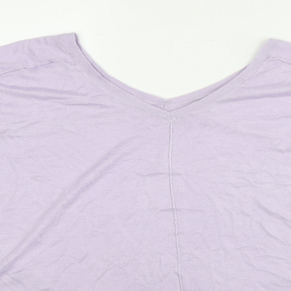 NEXT Womens Purple V-Neck Viscose Pullover Jumper Size XL