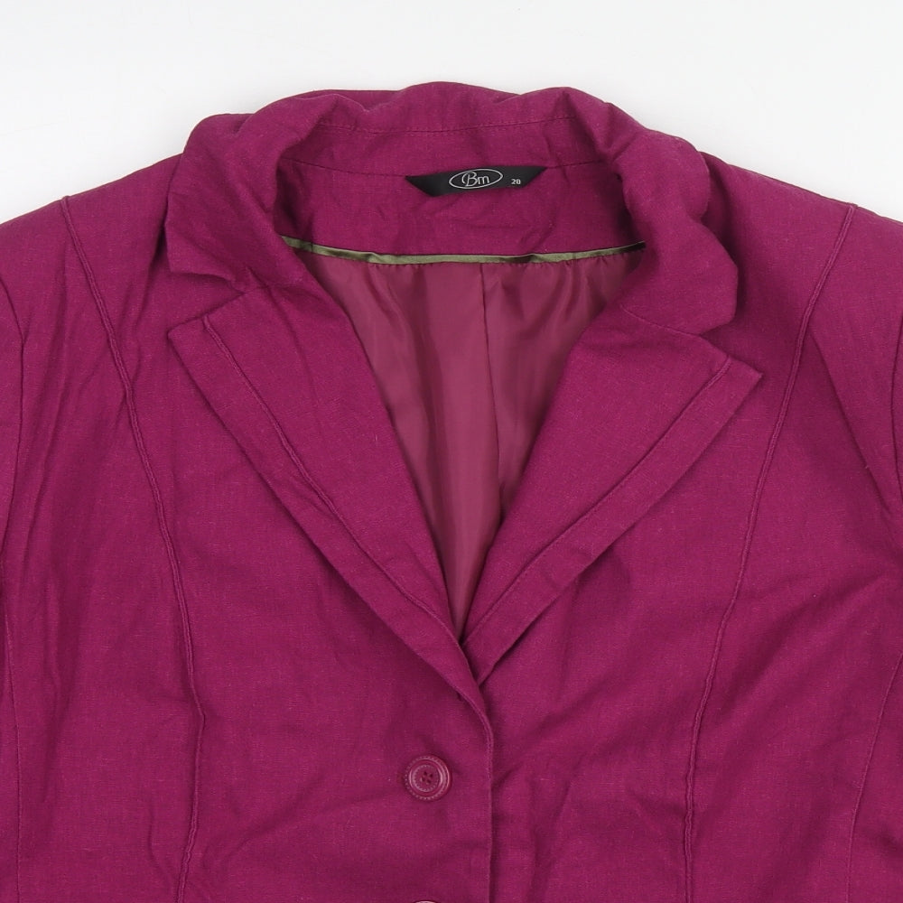 Bonmarché Womens Purple Jacket Blazer Size 20 Button