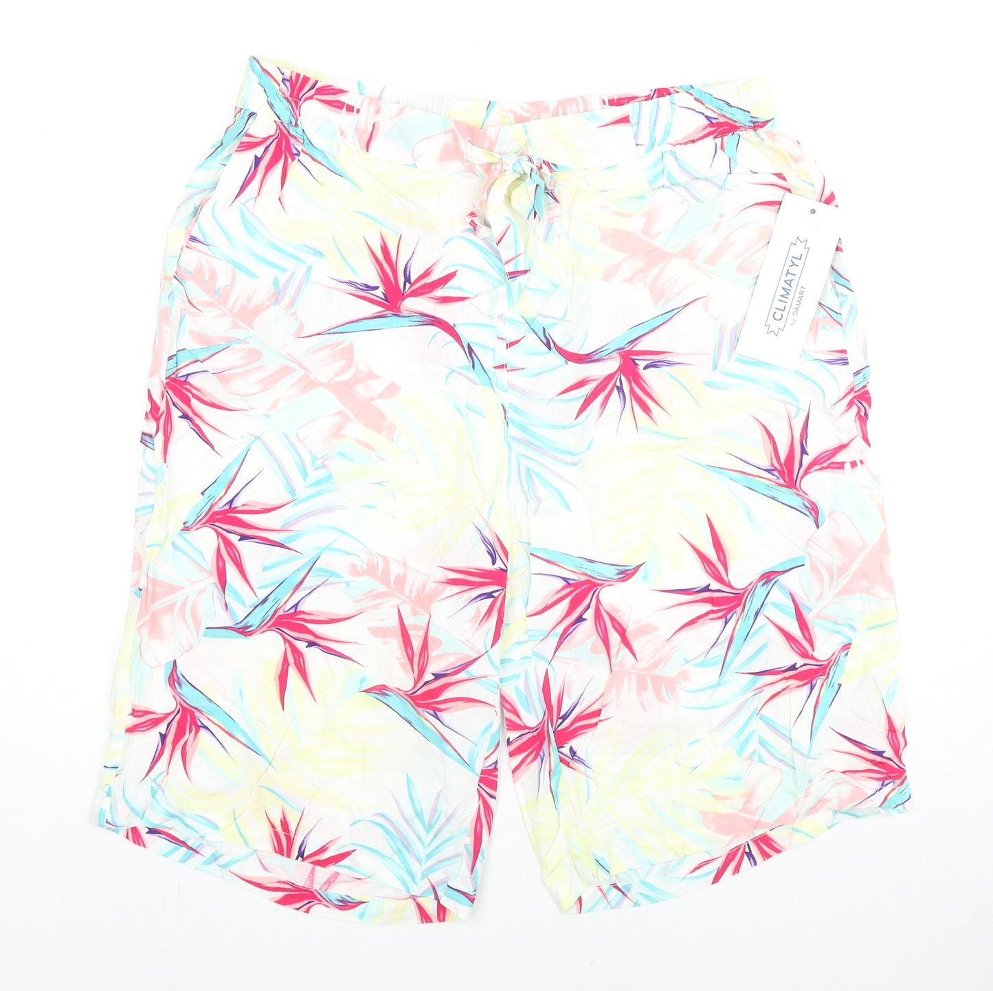 Damart Womens Multicoloured Floral Viscose Basic Shorts Size 18 L10 in Regular Drawstring