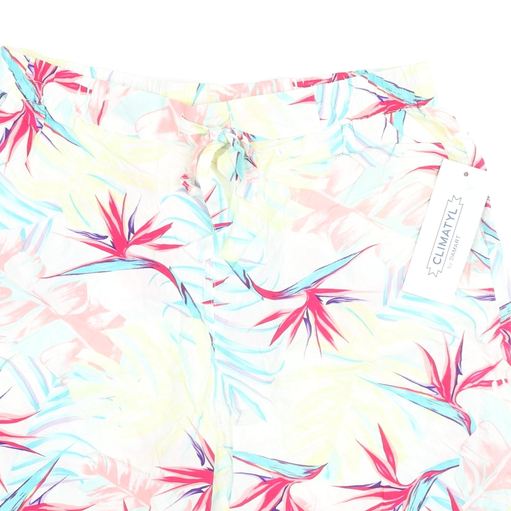 Damart Womens Multicoloured Floral Viscose Basic Shorts Size 18 L10 in Regular Drawstring