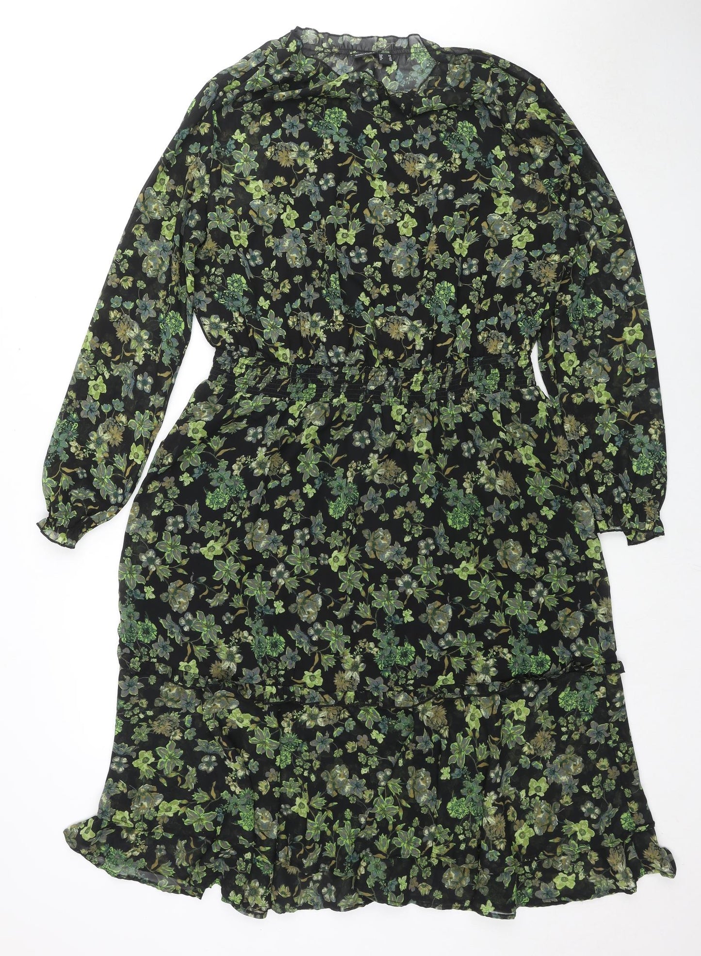 Body Flirt Womens Green Floral Polyester A-Line Size 18 Mock Neck Pullover