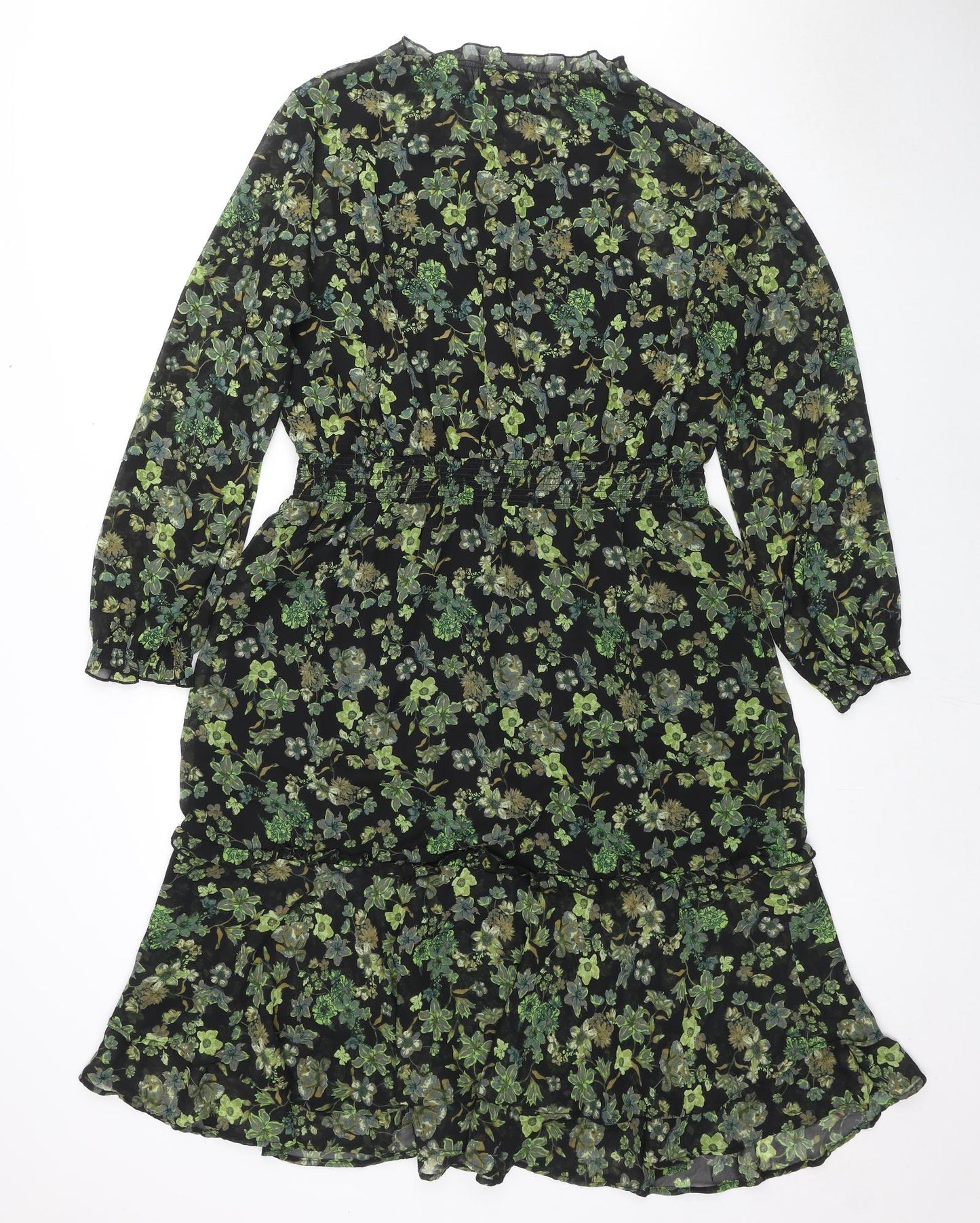 Body Flirt Womens Green Floral Polyester A-Line Size 18 Mock Neck Pullover